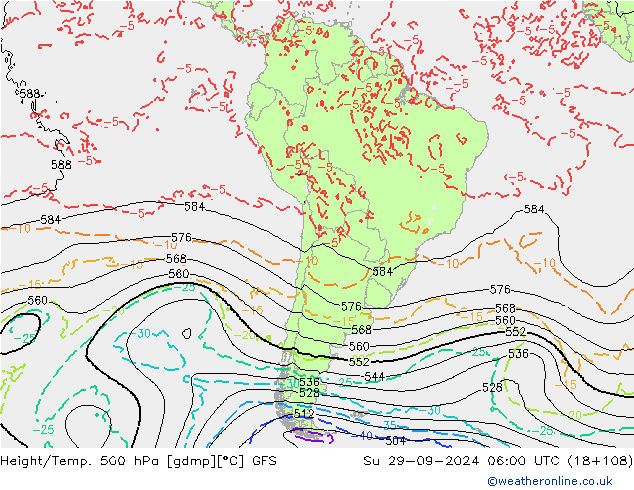 Z500/Rain (+SLP)/Z850 GFS Su 29.09.2024 06 UTC