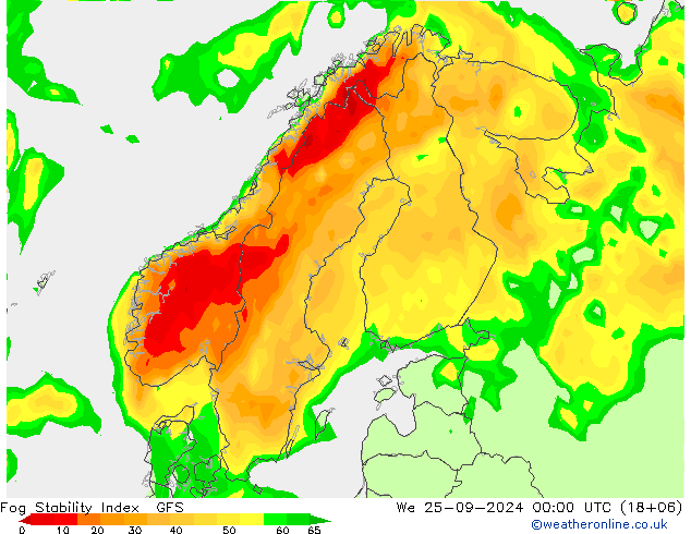 Fog Stability Index GFS Mi 25.09.2024 00 UTC