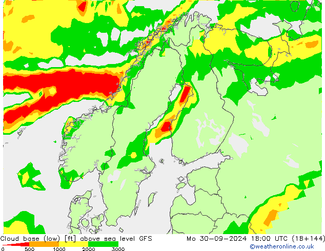 Cloud base (low) GFS Mo 30.09.2024 18 UTC