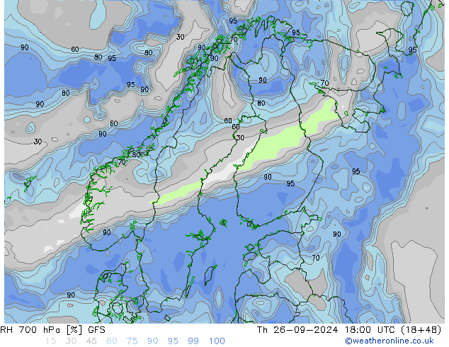 RH 700 hPa GFS  26.09.2024 18 UTC