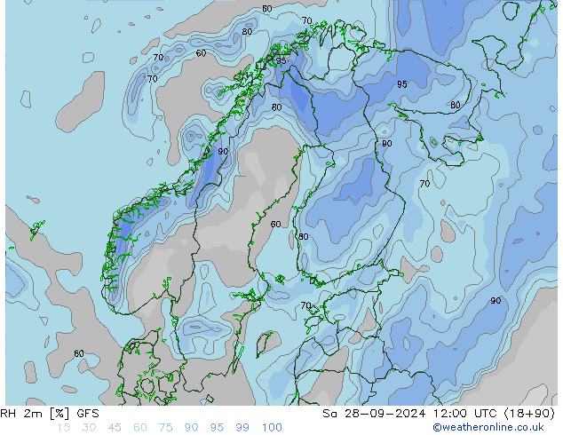 RH 2m GFS сб 28.09.2024 12 UTC