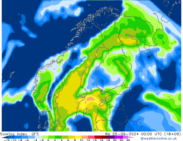 Soaring Index GFS śro. 25.09.2024 00 UTC