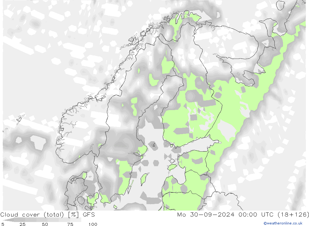 Bewolking (Totaal) GFS ma 30.09.2024 00 UTC