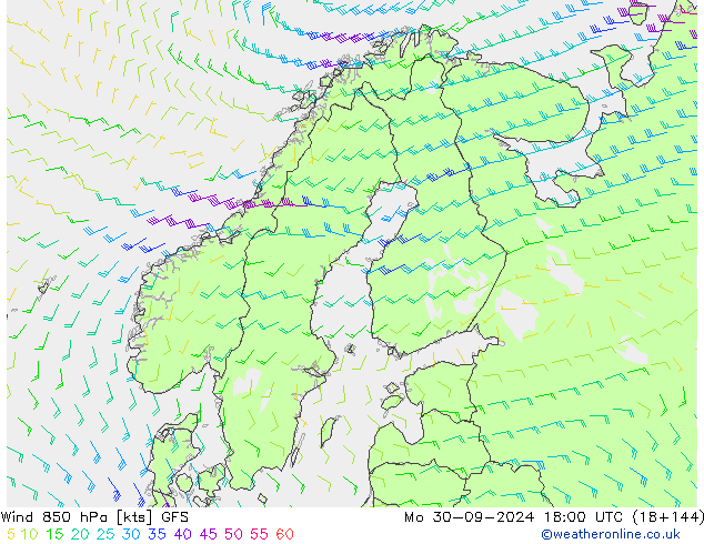 Wind 850 hPa GFS September 2024