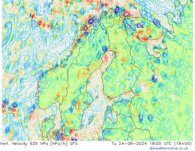 Vert. Velocity 925 hPa GFS mar 24.09.2024 18 UTC