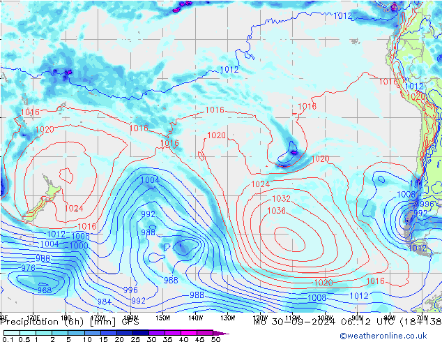 Z500/Rain (+SLP)/Z850 GFS  30.09.2024 12 UTC