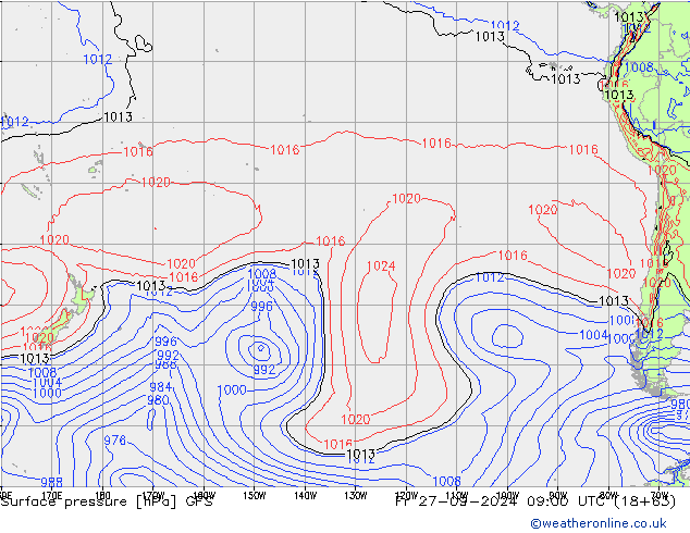 Surface pressure GFS Fr 27.09.2024 09 UTC