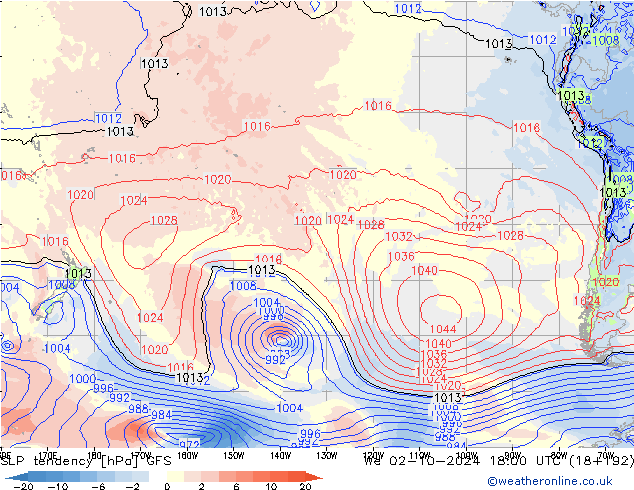 SLP tendency GFS We 02.10.2024 18 UTC