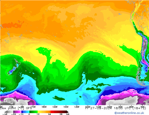 Dew point GFS Fr 27.09.2024 18 UTC