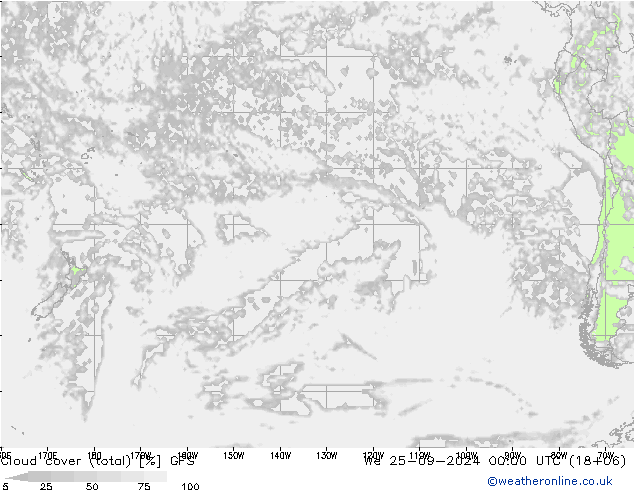 Nubi (totali) GFS mer 25.09.2024 00 UTC