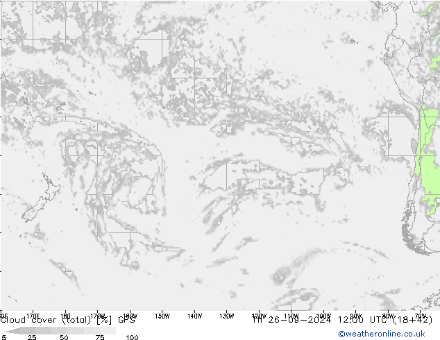 Cloud cover (total) GFS Th 26.09.2024 12 UTC