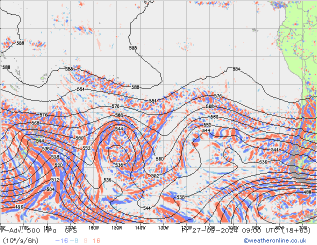 V-Adv. 500 hPa GFS vr 27.09.2024 09 UTC