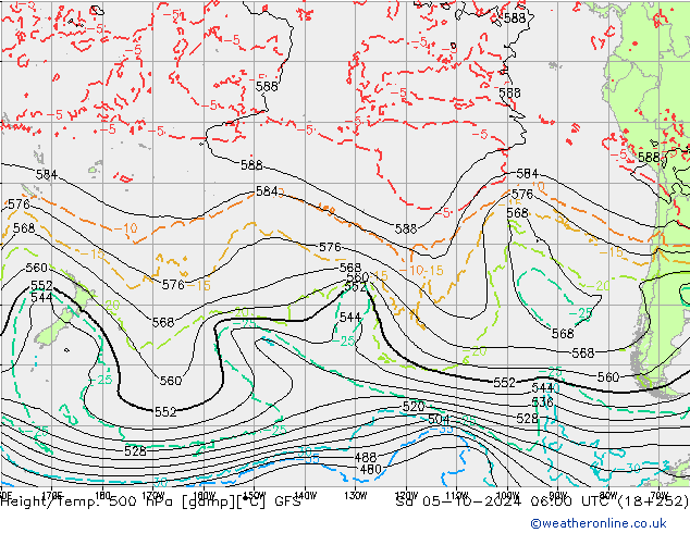 Height/Temp. 500 hPa GFS Sa 05.10.2024 06 UTC