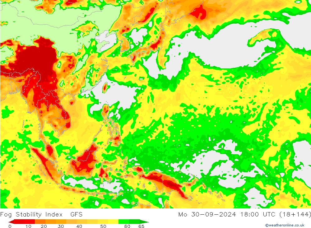 Fog Stability Index GFS Mo 30.09.2024 18 UTC