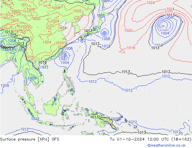 Bodendruck GFS Di 01.10.2024 12 UTC