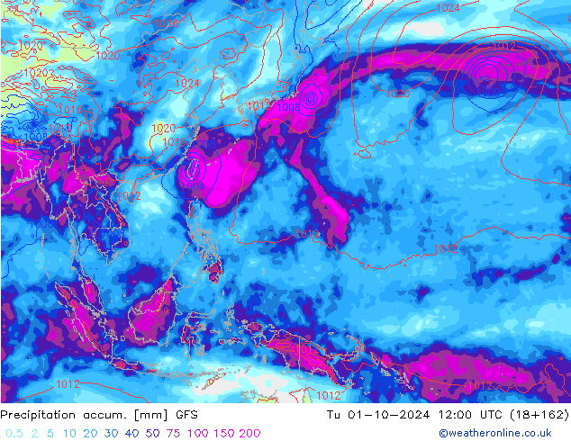 Nied. akkumuliert GFS Di 01.10.2024 12 UTC