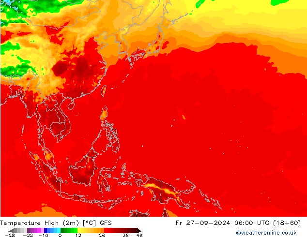 Temperature High (2m) GFS September 2024