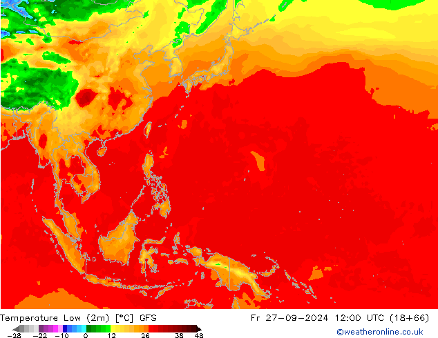 Tiefstwerte (2m) GFS Fr 27.09.2024 12 UTC