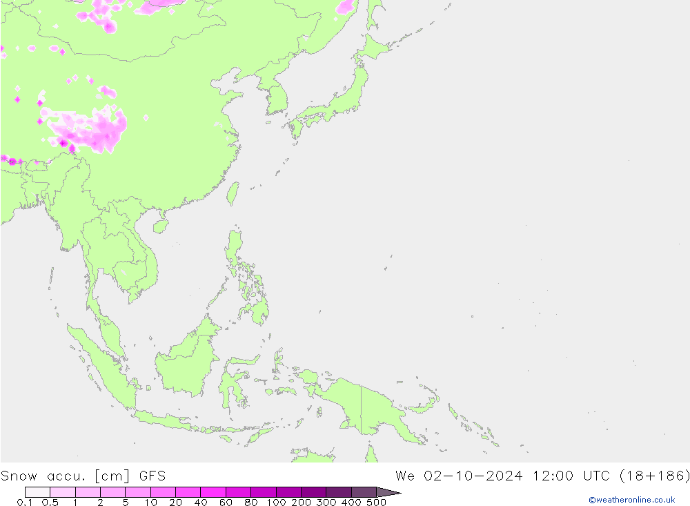 Snow accu. GFS We 02.10.2024 12 UTC