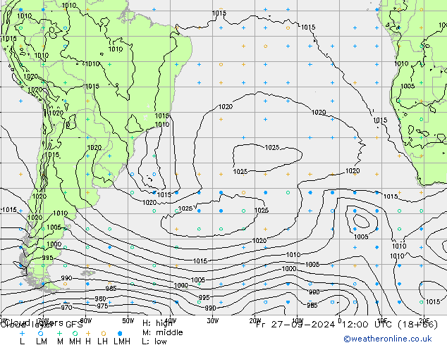 Chmura warstwa GFS pt. 27.09.2024 12 UTC