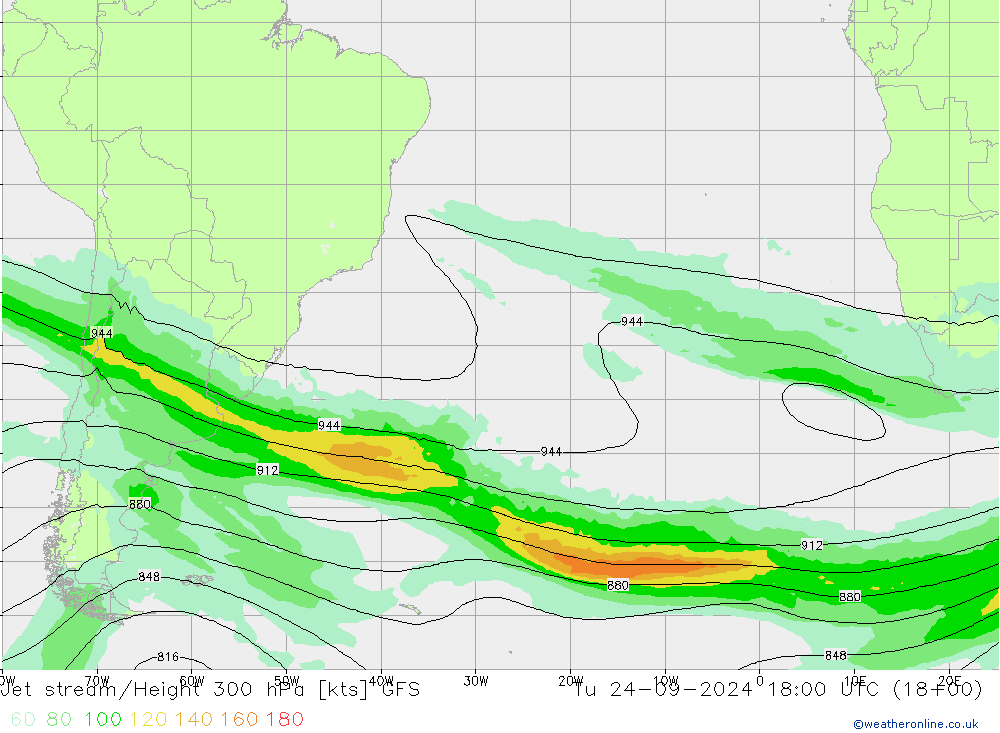 Corriente en chorro GFS mar 24.09.2024 18 UTC