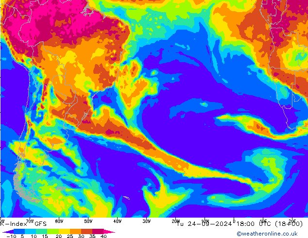 K-Index GFS Tu 24.09.2024 18 UTC