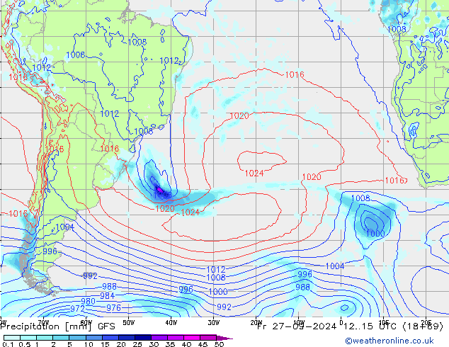 Precipitation GFS Fr 27.09.2024 15 UTC