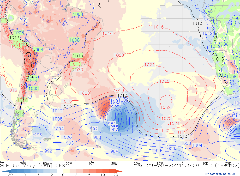 Druktendens (+/-) GFS zo 29.09.2024 00 UTC