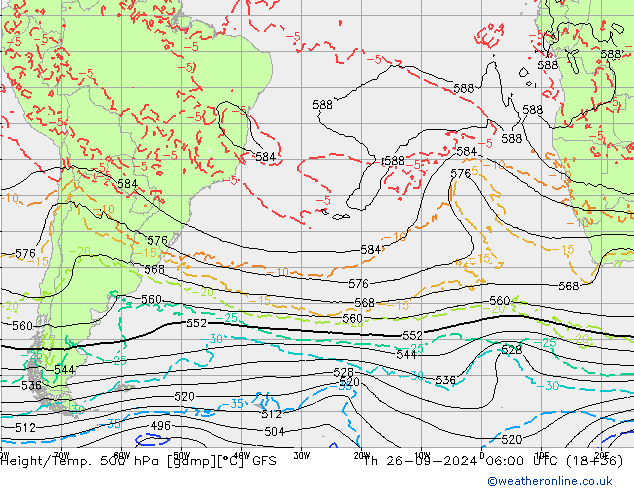 Z500/Rain (+SLP)/Z850 GFS jeu 26.09.2024 06 UTC