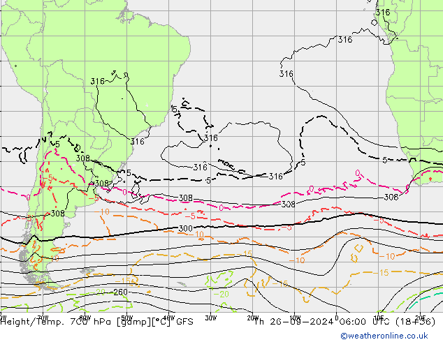 Height/Temp. 700 hPa GFS Th 26.09.2024 06 UTC