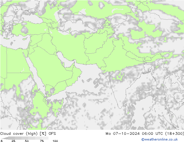 Bewolking (Hoog) GFS ma 07.10.2024 06 UTC