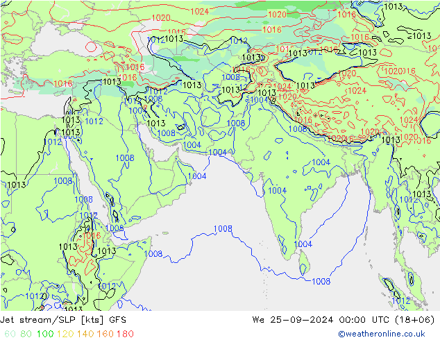 джет/приземное давление GFS ср 25.09.2024 00 UTC