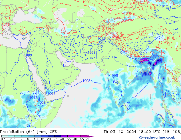 opad (6h) GFS czw. 03.10.2024 00 UTC