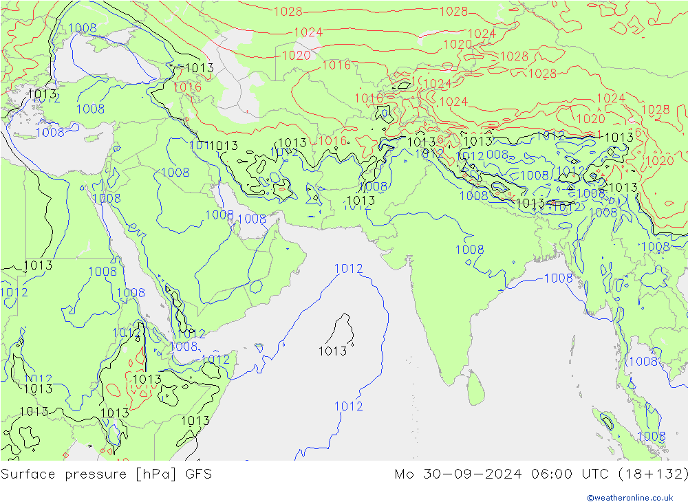 pressão do solo GFS Seg 30.09.2024 06 UTC