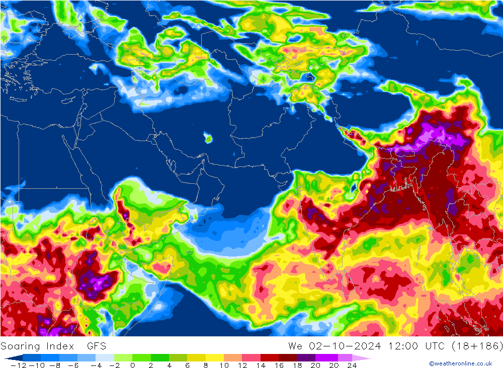 Soaring Index GFS mer 02.10.2024 12 UTC