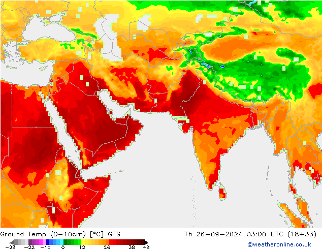 температура от 0-10 см GFS чт 26.09.2024 03 UTC