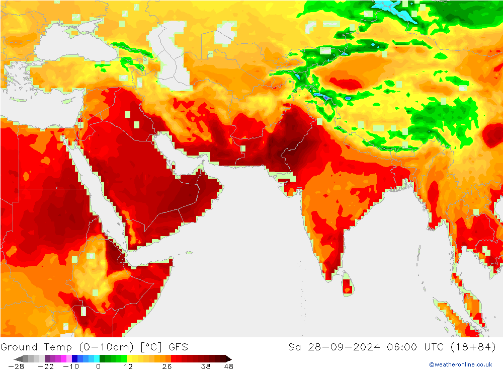 Ground Temp (0-10cm) GFS Sa 28.09.2024 06 UTC