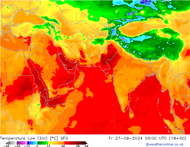 Темпер. мин. (2т) GFS пт 27.09.2024 06 UTC