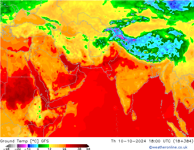 Topraküstü en düşük Sıc. GFS Per 10.10.2024 18 UTC