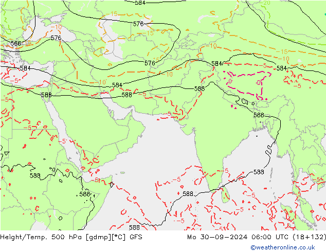 Z500/Rain (+SLP)/Z850 GFS пн 30.09.2024 06 UTC