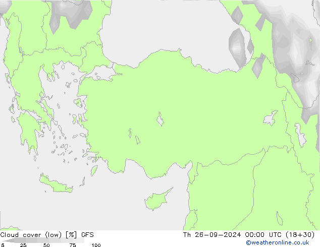 nízká oblaka GFS Čt 26.09.2024 00 UTC