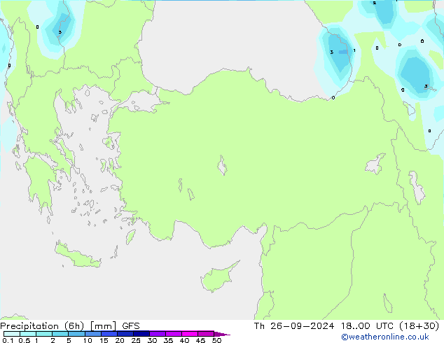 Precipitation (6h) GFS Th 26.09.2024 00 UTC