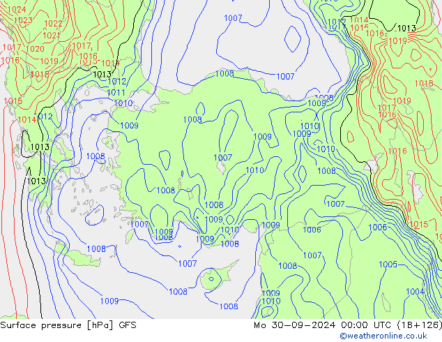 Surface pressure GFS Mo 30.09.2024 00 UTC