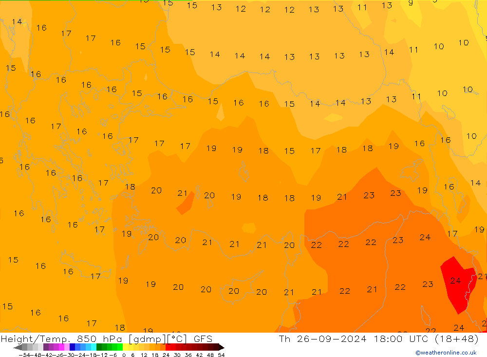 Yükseklik/Sıc. 850 hPa GFS Per 26.09.2024 18 UTC