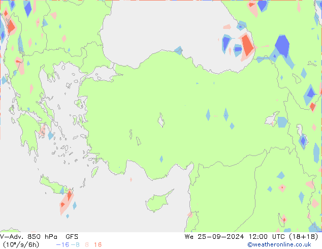 V-Adv. 850 hPa GFS We 25.09.2024 12 UTC