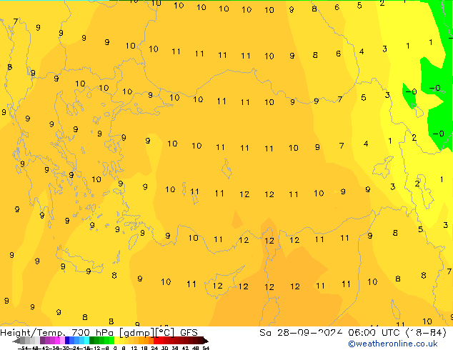 Height/Temp. 700 hPa GFS Sáb 28.09.2024 06 UTC