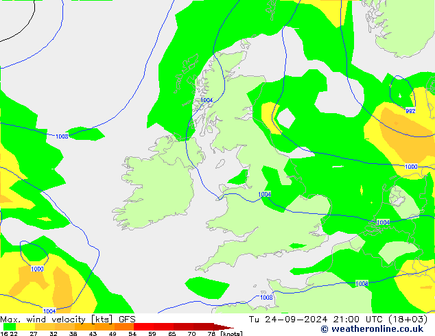 Max. wind velocity GFS Ter 24.09.2024 21 UTC