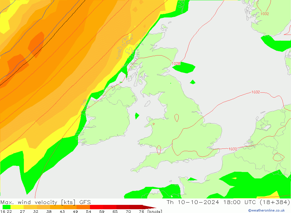 Max. wind velocity GFS October 2024