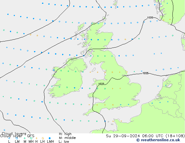 Cloud layer GFS Paz 29.09.2024 06 UTC