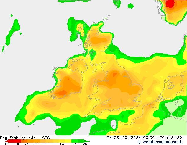 Fog Stability Index GFS czw. 26.09.2024 00 UTC